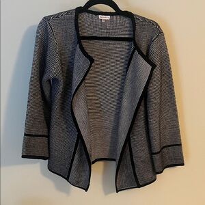 Sioni Black and White Open-Front Cardigan